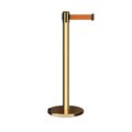 Montour Line Retractable Belt Rolling Stanchion, 2.5ft Pol.Brass Post  7.5ft Orange ME630-PB-OR-75